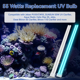 ERETOW pond-clarifier UV bulb showing compatibility with Jebao PU55/CW55.