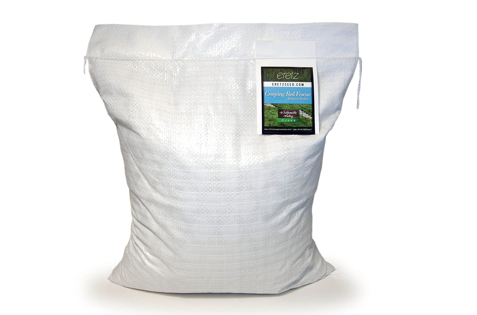 Eretz Creeping Red Fine Fescue Seed bag: premium shade lawn seed for weed-free results.