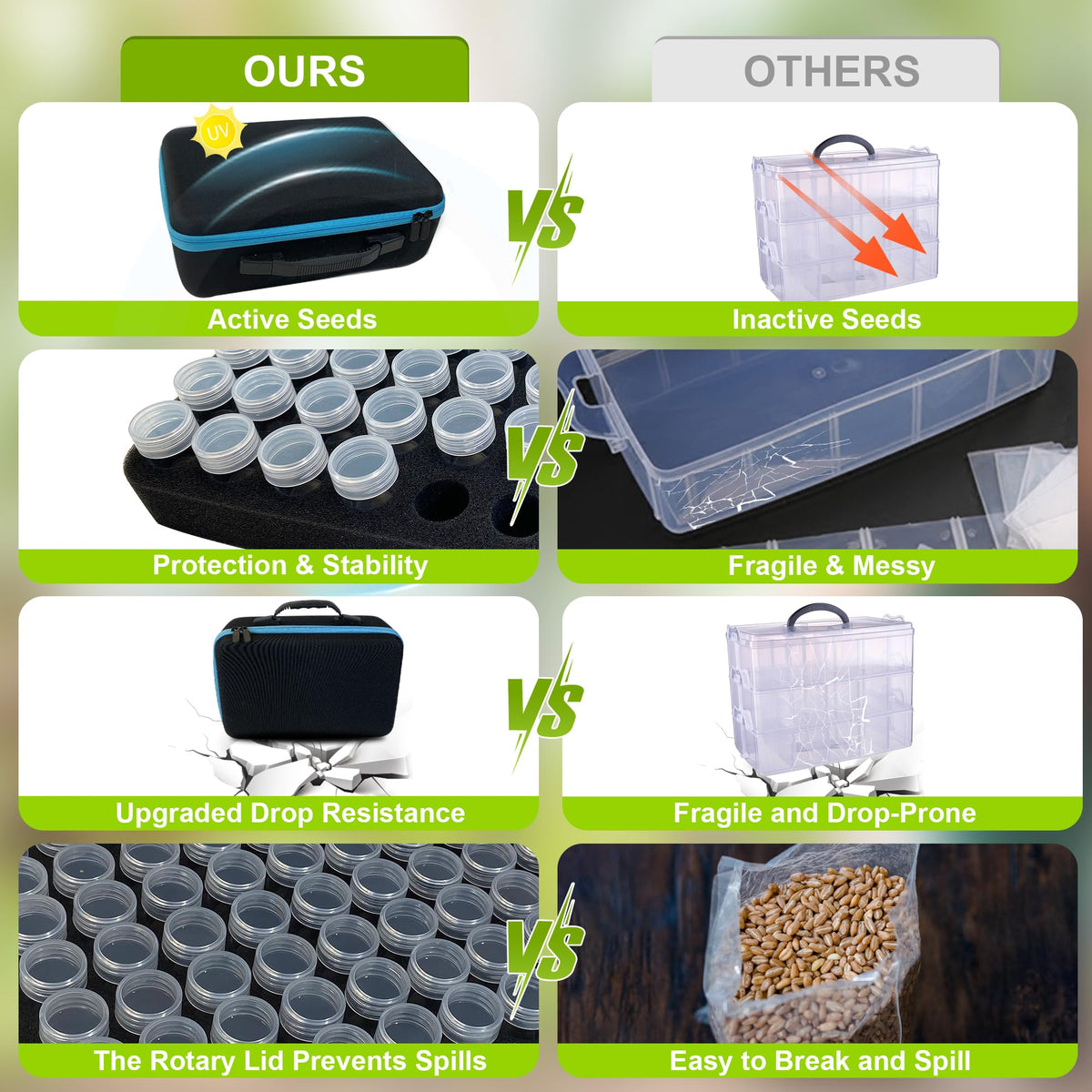 ERFEI 350 label stickers beside seeds for quick categorization.