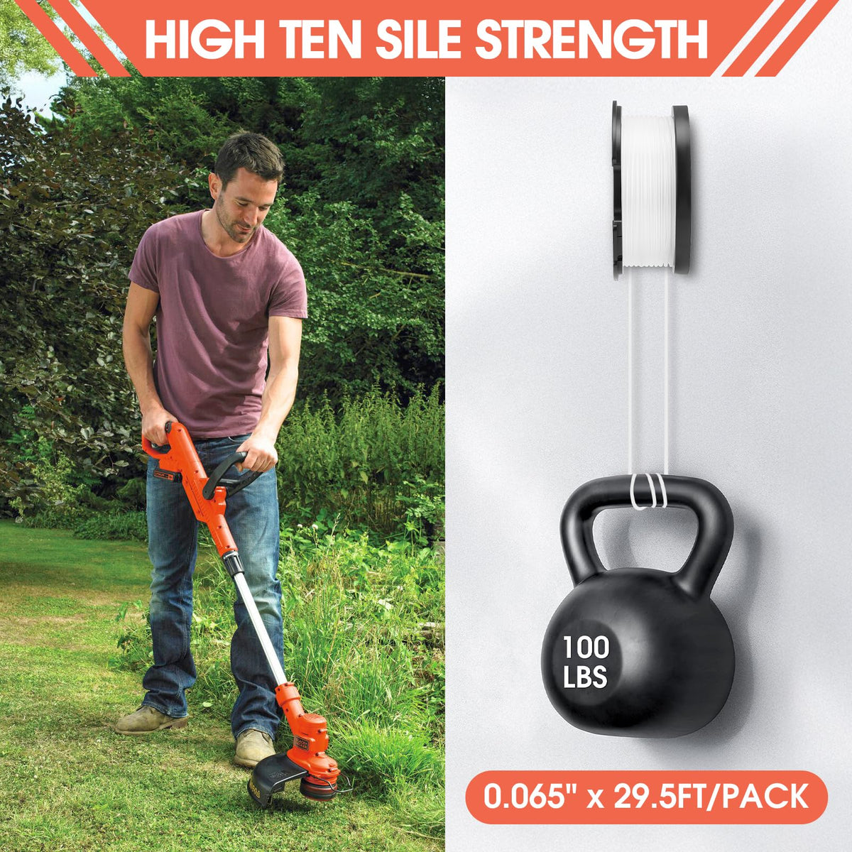 E-RFSEY ABS spool construction handles rugged yard use.