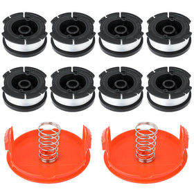 E-RFSEY AF-100 spool close-up with 30ft 0.065in line for Black & Decker compatibility.