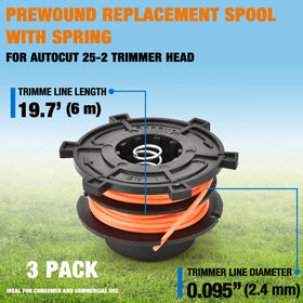 ERGIT nylon line spool 0.095 inches for Stihl FS heads and AutoCut compatibility.