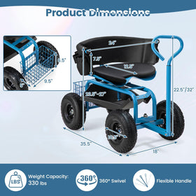 ERGO MASTER 360° swivel seat with adjustable height for ergonomic gardening.