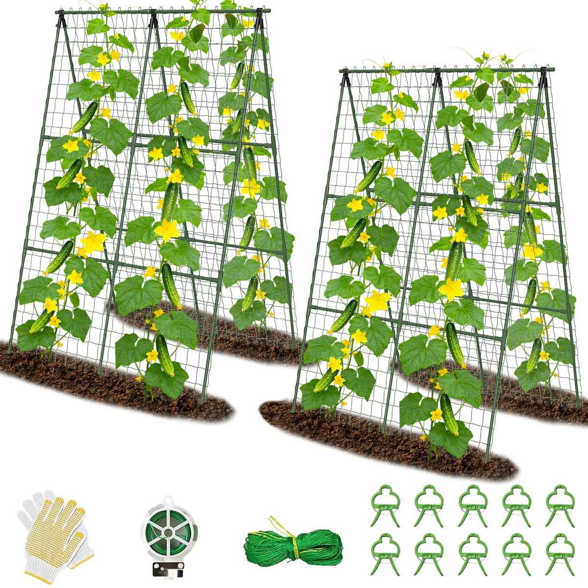 Erinaik 2-pack cucumber trellis 32x48 supports vertical growth in outdoor beds