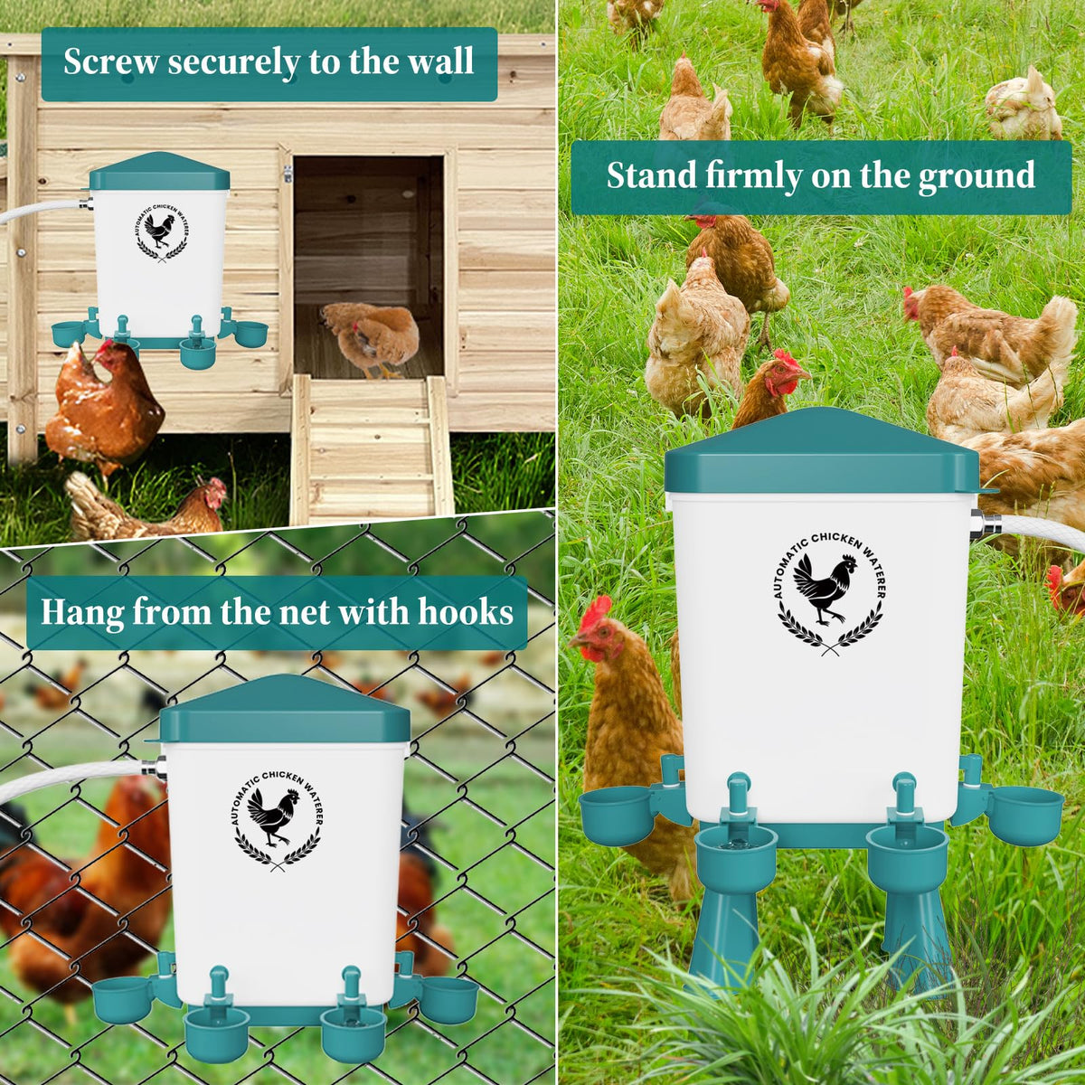 Erinaik waterer designed for hanging or mounting inside a coop or run.