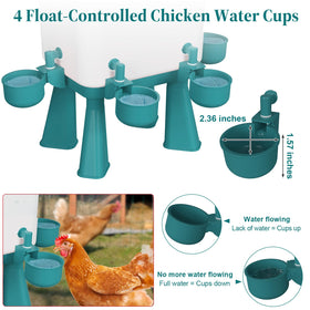 Erinaik waterer with legs, hooks, and screws for easy mounting in a coop.