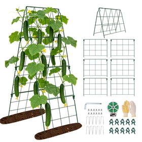 Erinaik cucumber trellis 48x16 front view supports climbing vines for raised beds
