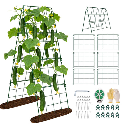Erinaik cucumber trellis 48x16 front view supports climbing vines for raised beds