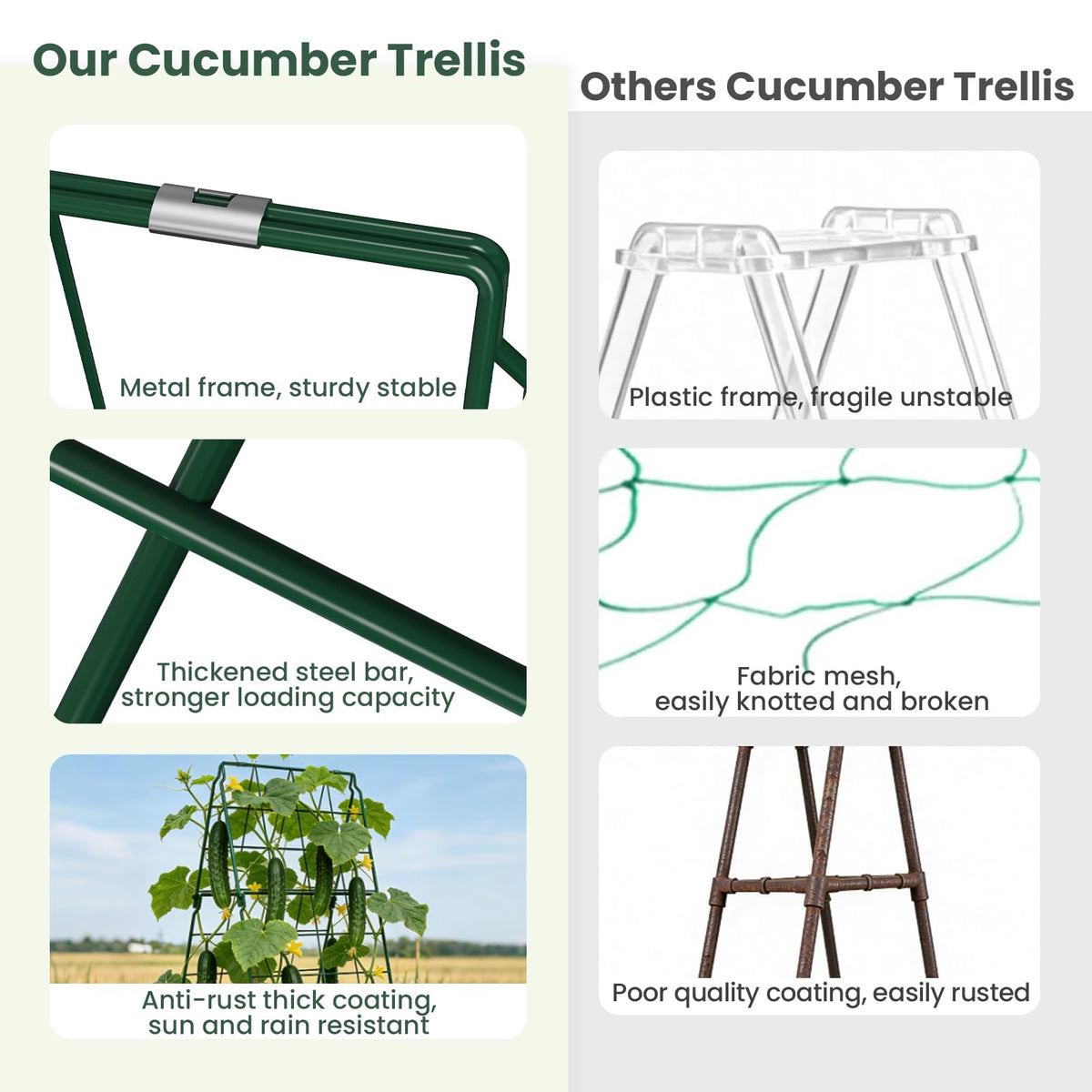 Erinaik heavy-duty steel grid evenly distributes weight for heavy vines.