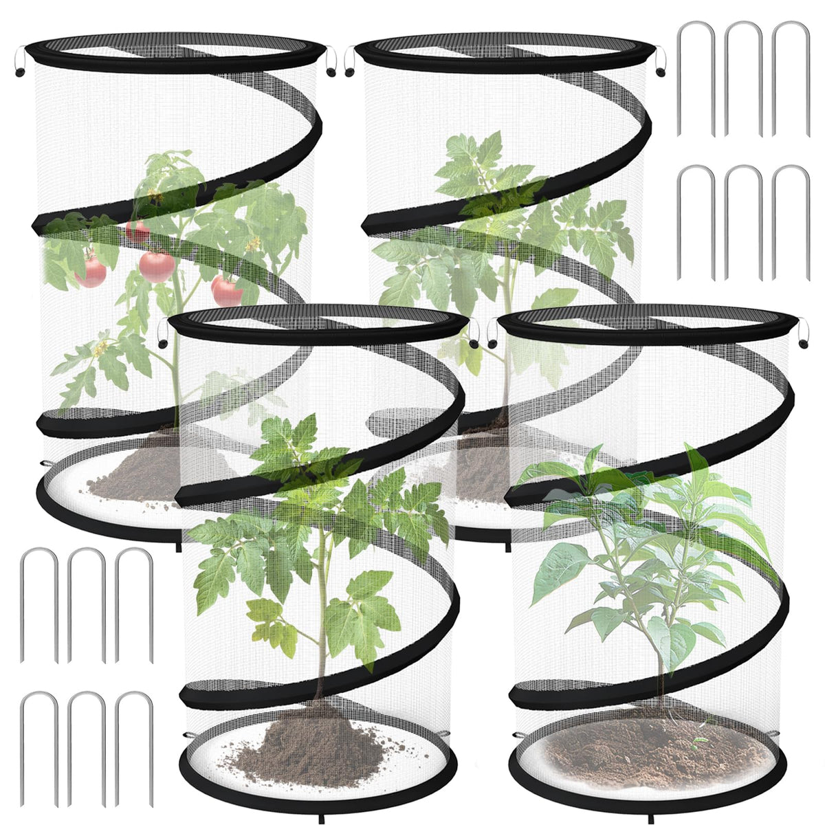 Erinaik plant guard cover pop-up 4-pack protects seedlings instantly in any garden.