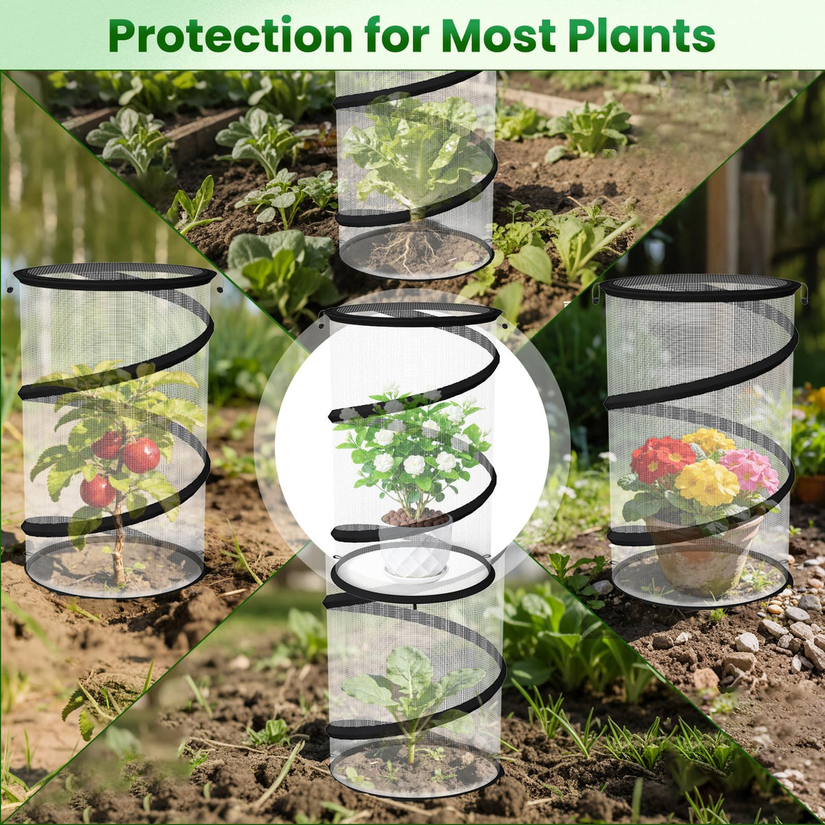 Erinaik raised bed cover shields young plants while allowing air flow.