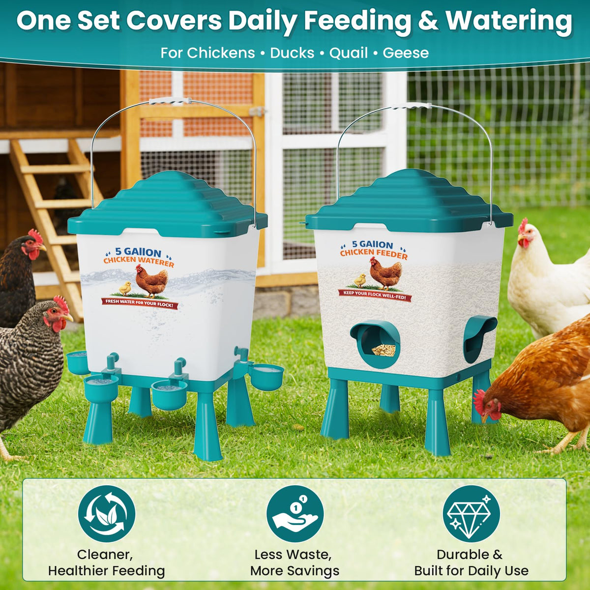 Erinaik removable legs and clear body ease feed level monitoring.