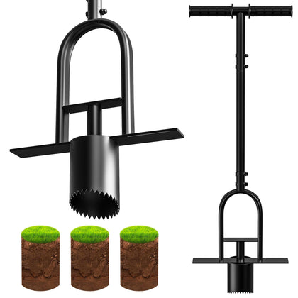 Erinaik Sod Plugger with long handle for standing planting and precise holes.