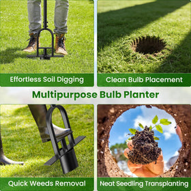 Erinaik serrated-edge plugger cuts cleanly through soil and turf.
