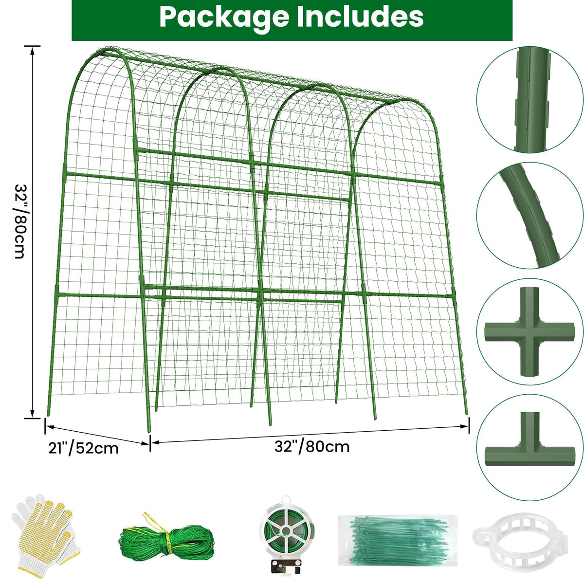 Erinaik U-shape garden trellis provides stable support for climbing plants.
