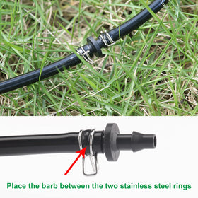 ERLSTE clip-on clamps simplify installation for hoses, emitters, and T-joints.