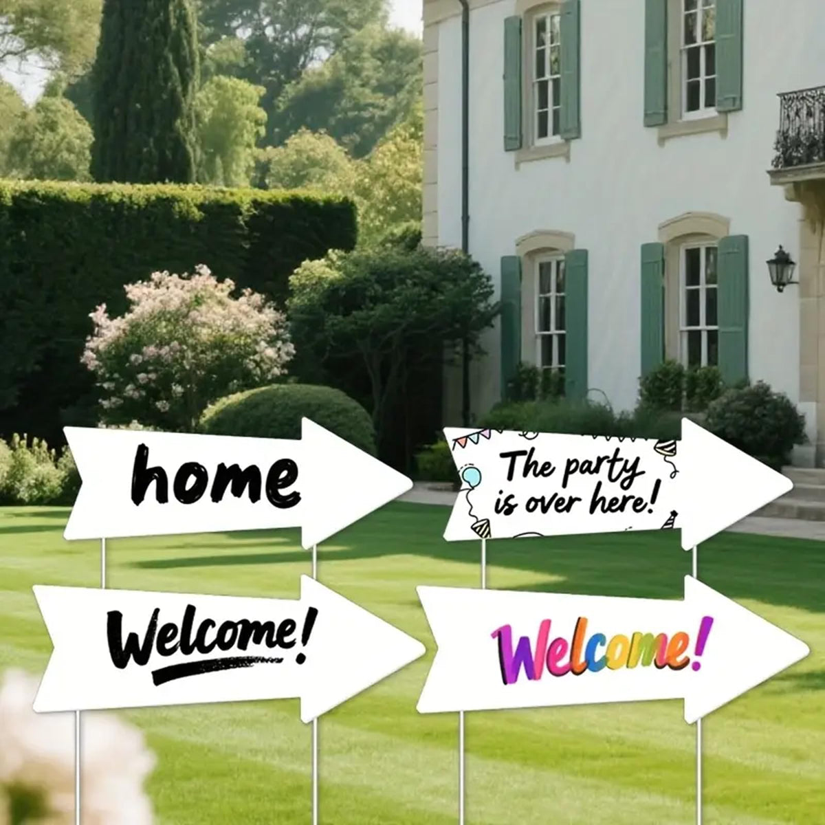EROLPXE blank arrow signs with stakes, ideal for backyard events.