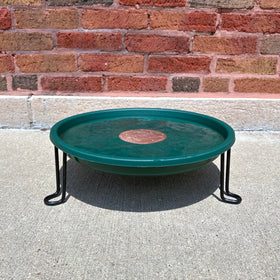 Erva ground level bird bath green dish offers safe, accessible water