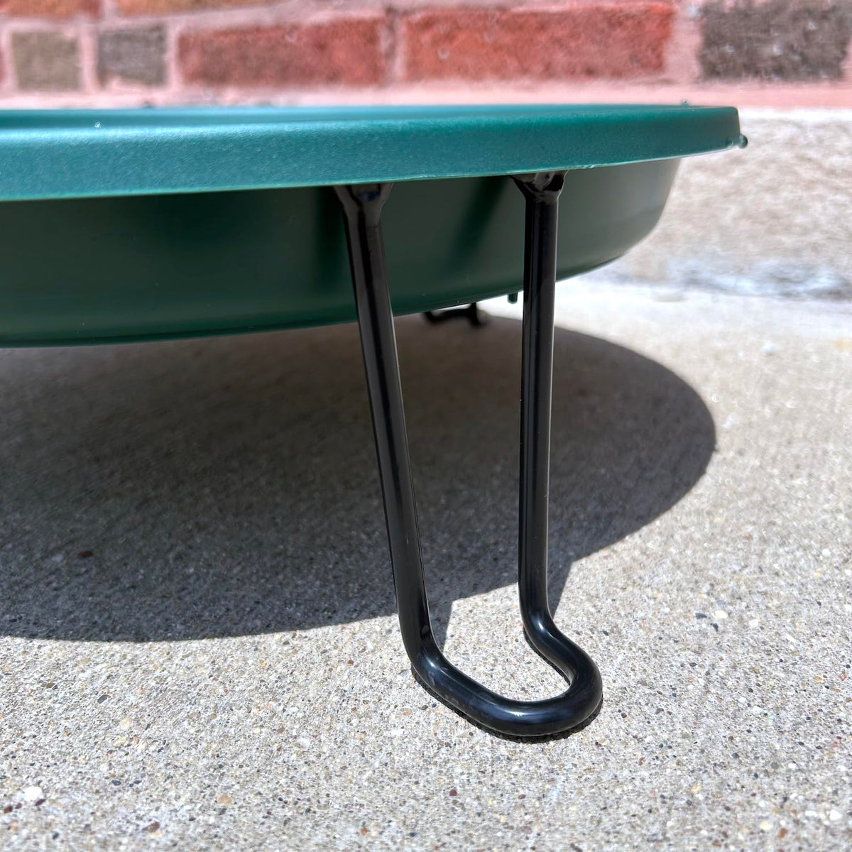 Erva ground level bird bath features sturdy legs for stable placement