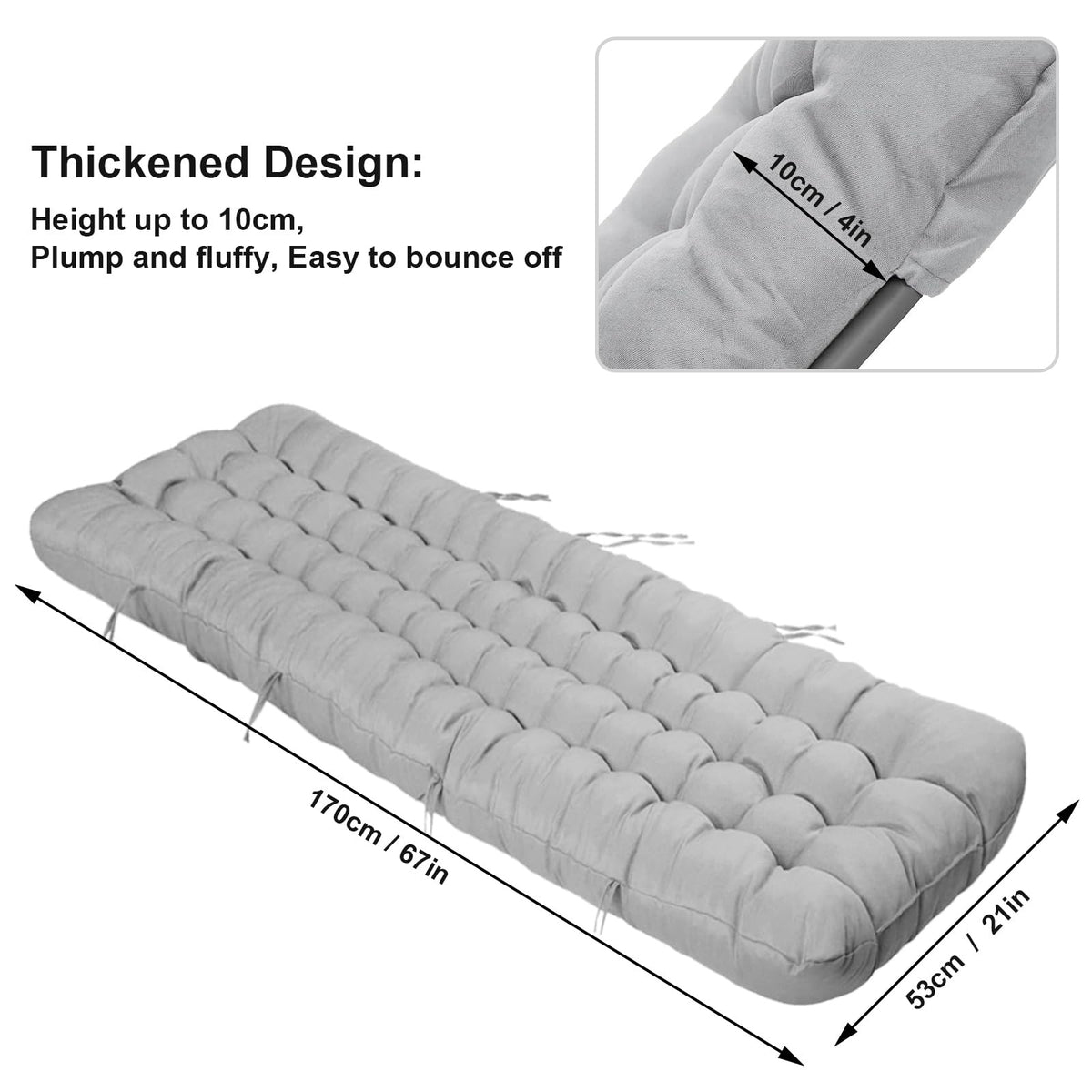 ERWUDEling 4-inch thick cushion offers durable support for lounging.
