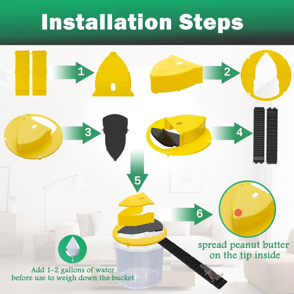 ERYNN reusable bucket trap reduces waste while catching multiple mice.