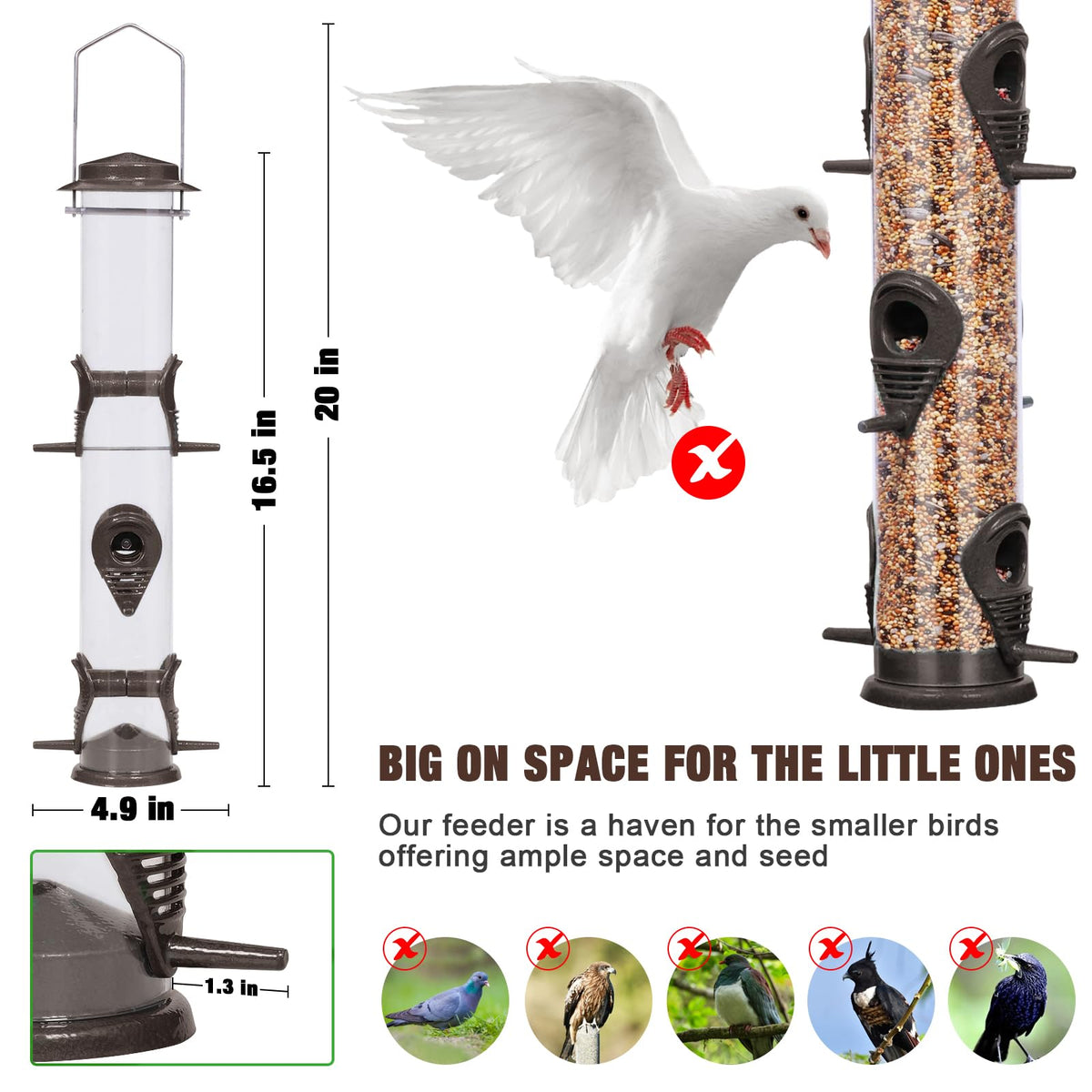 ERYTLLY Metal Bird Feeder with squirrel-proof hanger deters nibbling and disturbance