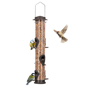 ERYTLLY Metal Bird Feeder top view shows 6 ports for attracting small birds
