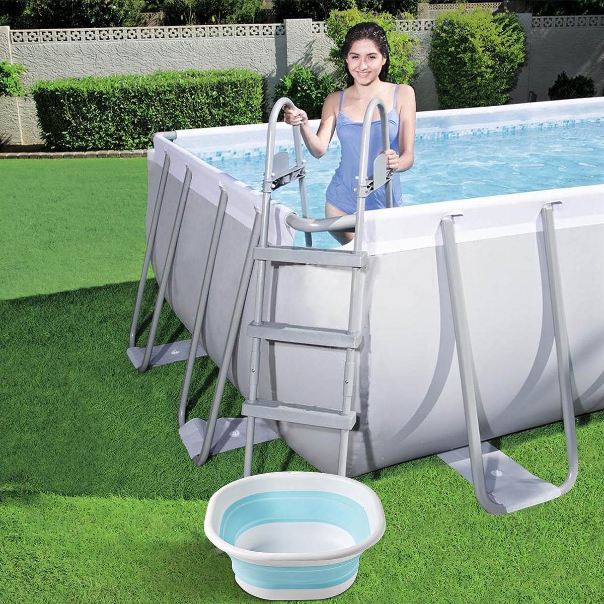 Bright gray design complements outdoor or indoor setups