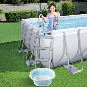 Bright gray design complements outdoor or indoor setups