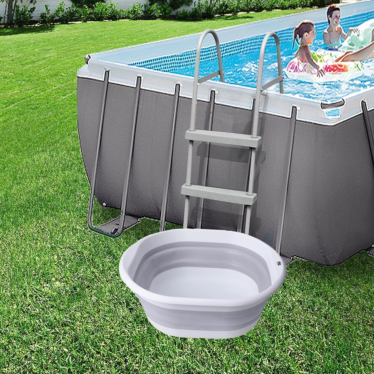 Expanded foot bath shows large capacity for soaking feet comfortably