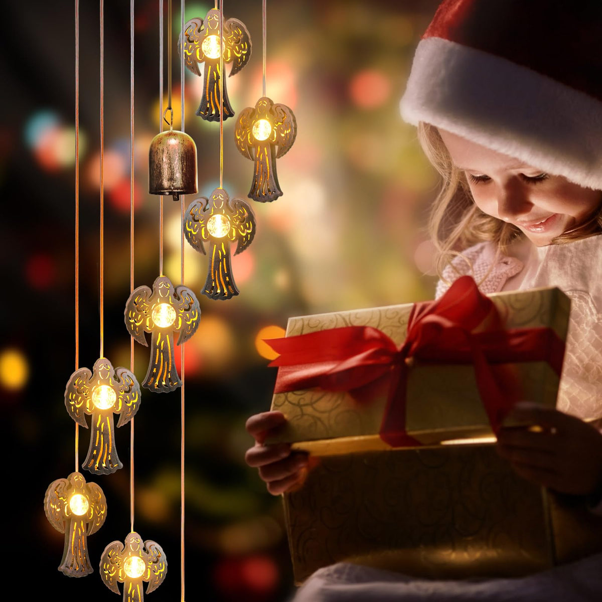 esgarden Angel Wind Chimes with 8 LED lights create a cozy patio ambiance
