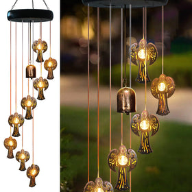 esgarden Solar Angel Wind Chimes outdoors illuminate evenings with subtle warm glow