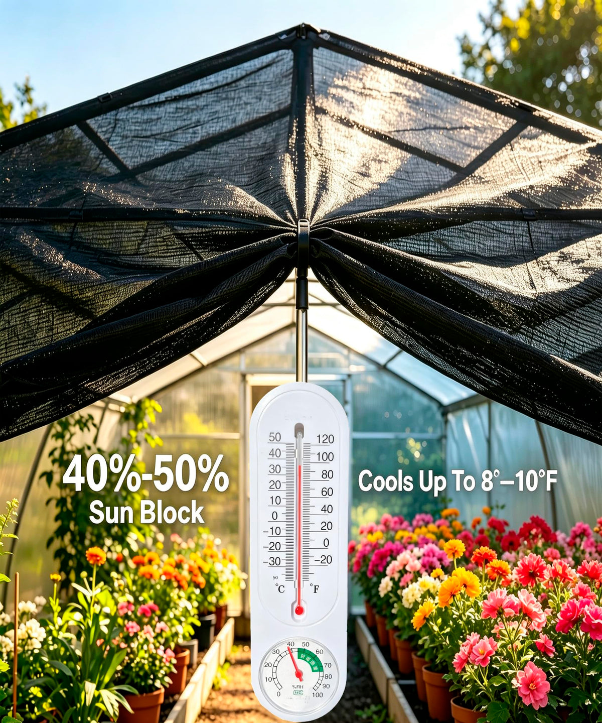e.share durable HDPE shade mesh stands up to outdoor use for long-lasting coverage.