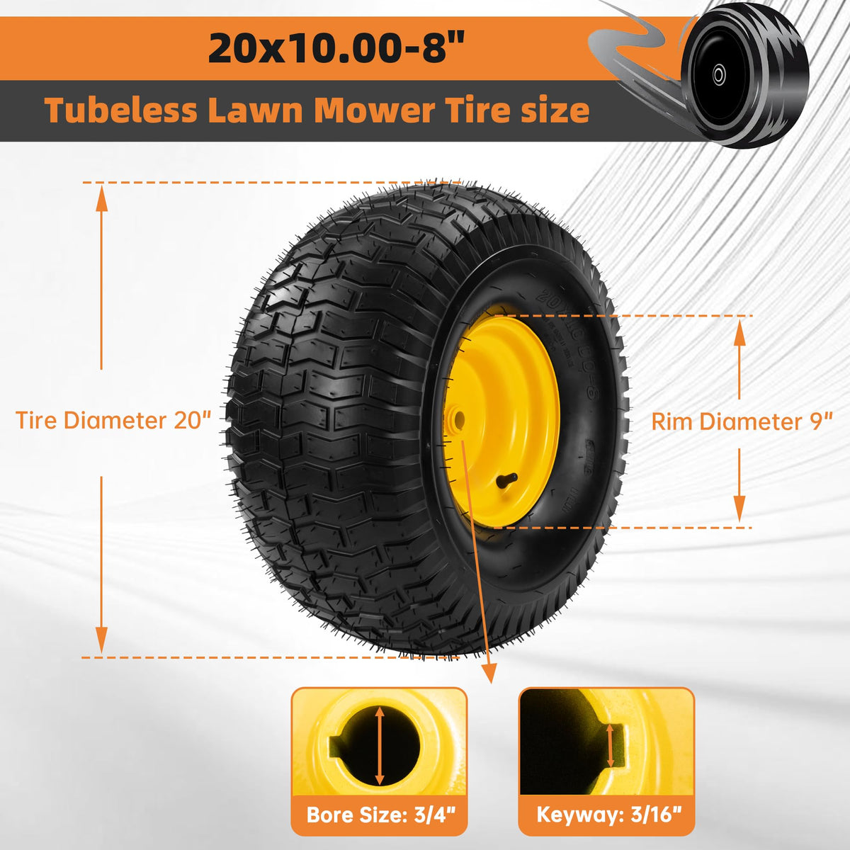 eshcol 20x10-8 tire tread close-up emphasizing traction on uneven ground.