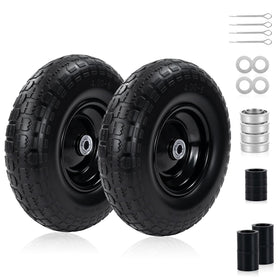 eshcol 2pc 13in flat-free tire and wheel with solid build for heavy-duty hauling.