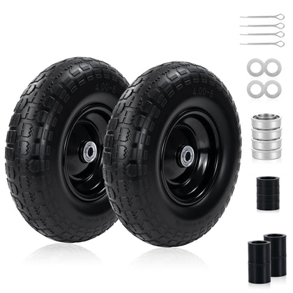 eshcol 2pc 13in flat-free tire and wheel with solid build for heavy-duty hauling.
