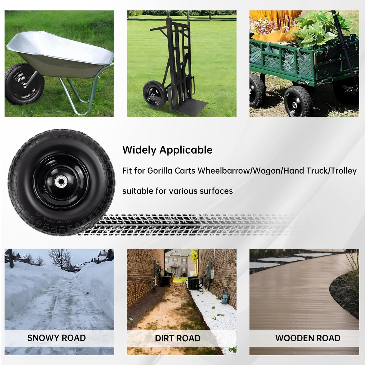 eshcol gorilla-cart compatible tire and wheel for mixed cart fits.
