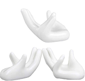 Eshylala 3-pack ceramic air plant holders in a hand shape for stylish desk decor.