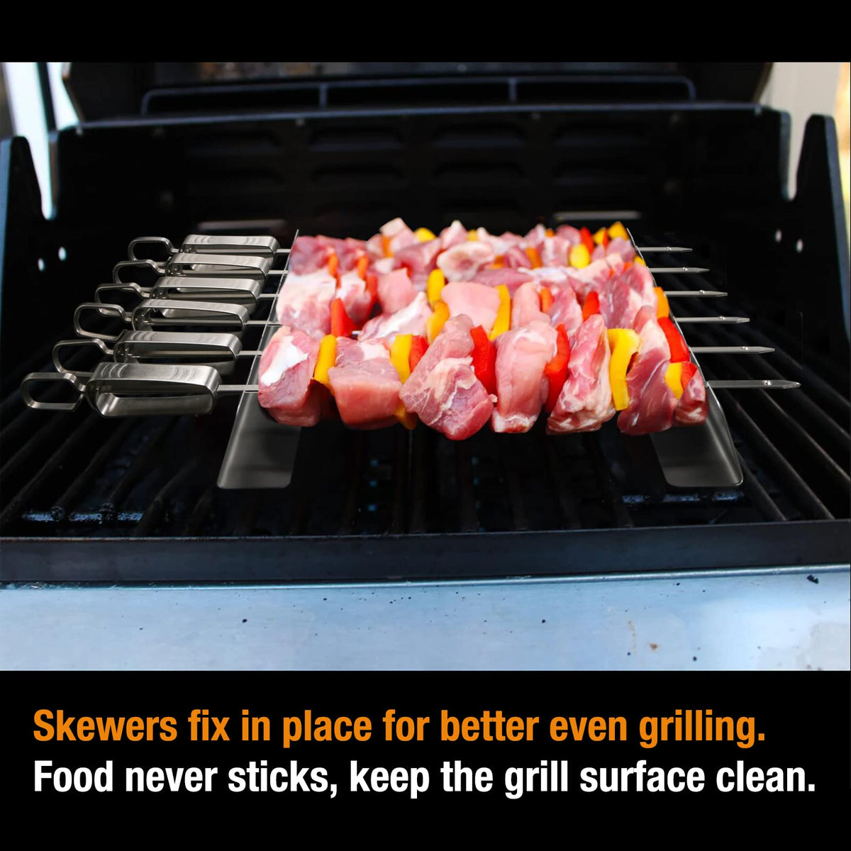 Esie Houzie skewers rack with six notches securely holding skewers