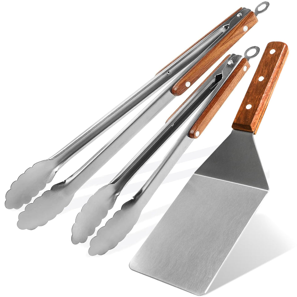 Esie Houzie 16-inch grill tongs for flipping and turning with heat-resistant grip