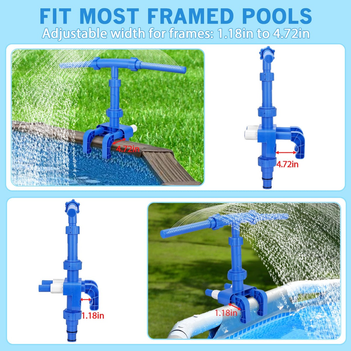 Esjay pool fountain 360° dual spray for waterfall display.