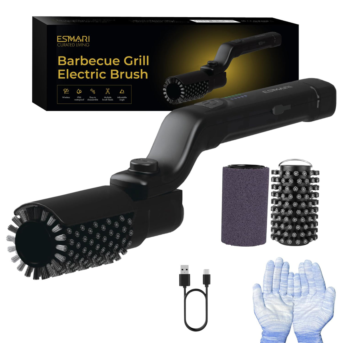 Esmari electric grill brush with 7-angle head reaches corners safely.
