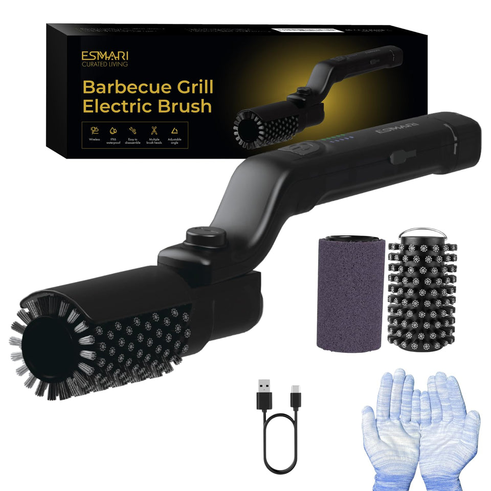 Esmari electric grill brush with 7-angle head reaches corners safely.