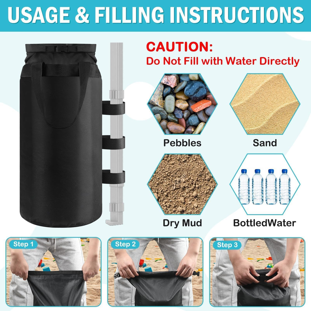 Premium 1680D Oxford material on Esmorah sandbags for durability and weather resistance