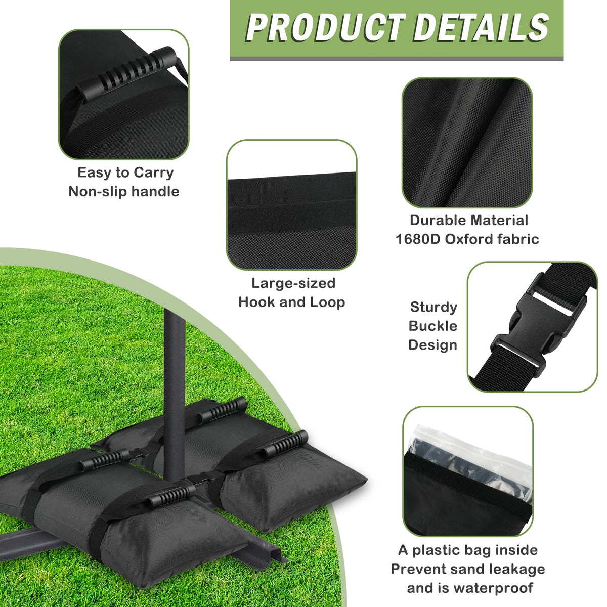 Soft-grip handles on Esmorah base weights simplify moving and positioning.