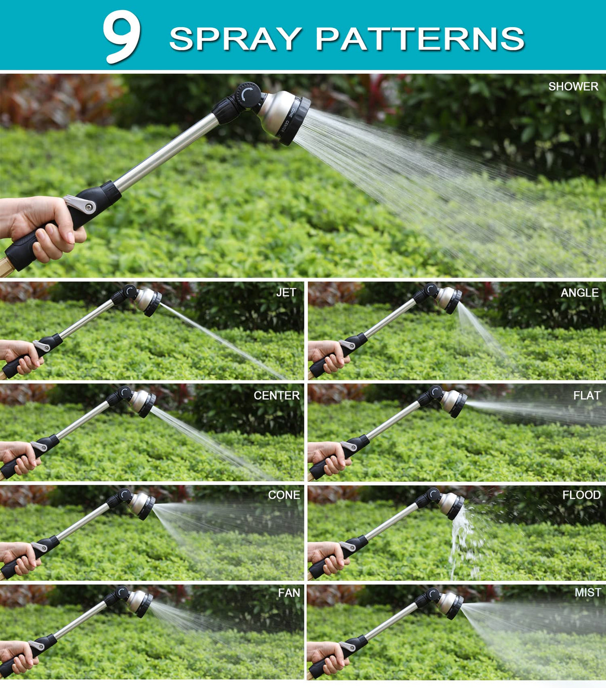 ESOW wand with 180-degree swivel head for precise watering angles.