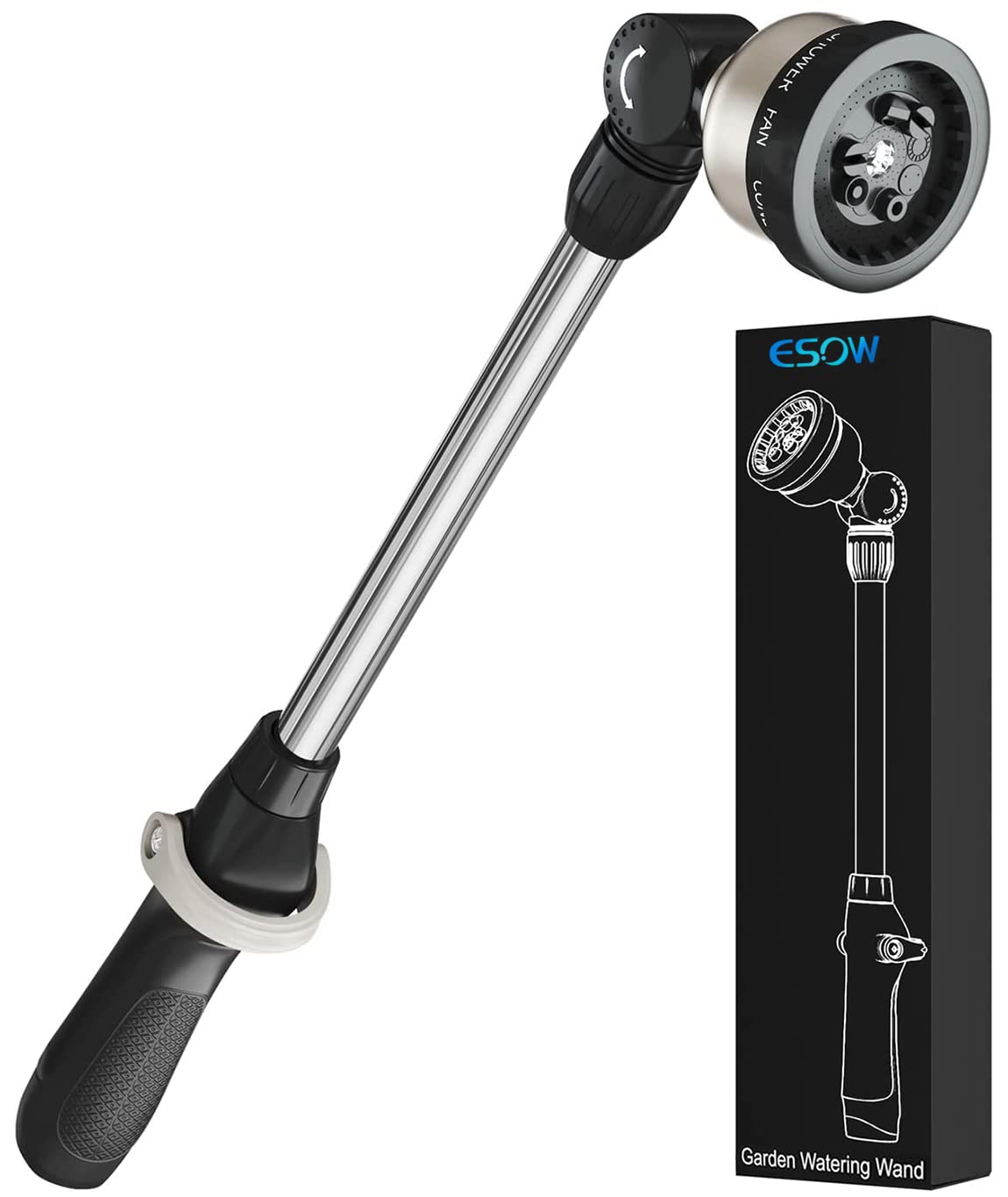 ESOW garden hose wand 16-inch with extended reach for hanging baskets.