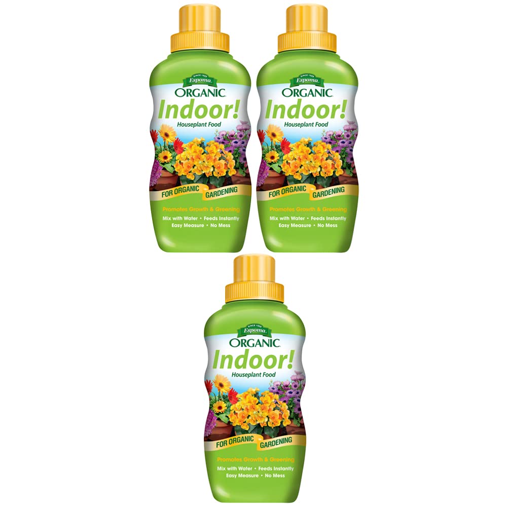 Espoma 8oz bottle of concentrated indoor plant food for easy feeding