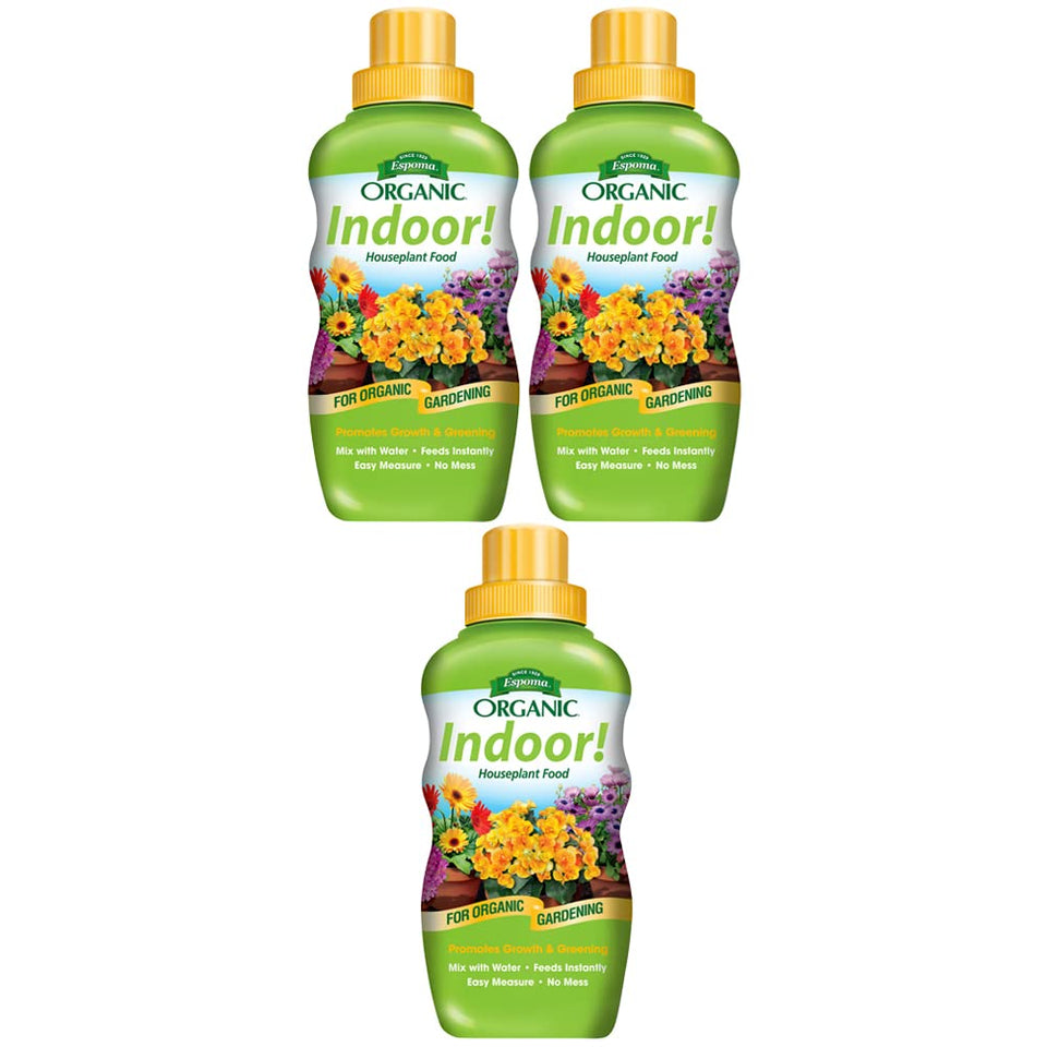 Espoma 8oz bottle of concentrated indoor plant food for easy feeding
