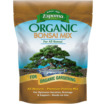 Espoma Bonsai Soil premixed bag enables easy repotting and ready use.